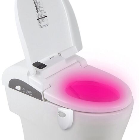 2pcs Lampe De Toilette Veilleuse Led Detecteur De Mouvement Eclairage Plastique Wc / Salle De Bain / Cuvette 16changements De Couleur (1/5)