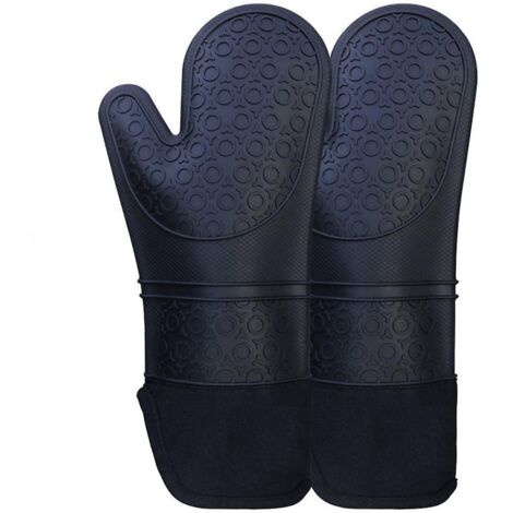 noir-professionnels Gants De Four,gants De Cuisine Silicone, 1 Paire Gant Anti Chaleur, Gants Tendus Pour Pizza Et Cuisine (1/5)