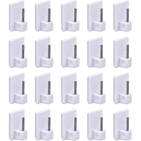 lot De 20 Crochets Auto-adhsifs Pour Tringle  Rideau, Petits Crochets Adhsifs 3m, Mini Support De Tringle  Rideau, Crochet Adhsif Pour Cl Murale (1/5)