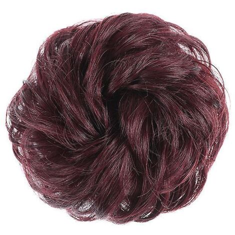 vin Rouge-cheveux Grande Postiches Boucls Onduls Chouchou Cheveux Naturel Faux Chignon Elastique Pour Femmes Fille (1/5)