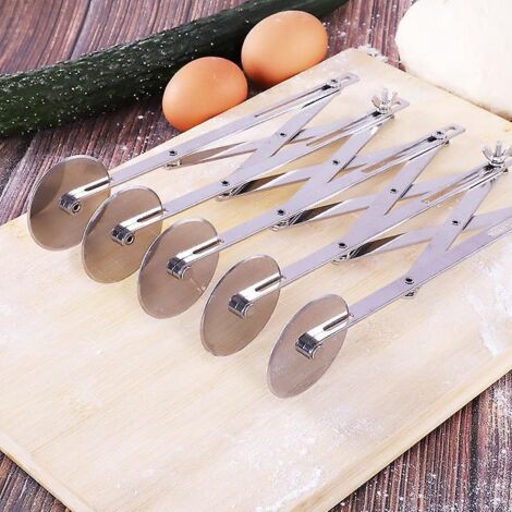 coupe-pte 5 Roues Pizza Cutter Diviseur De Pte En Acier Inoxydable, Coupe-pizza Ajustable Trancheuse Pizza, Couteau Ptisserie, Sparateur Avec P (1/5)