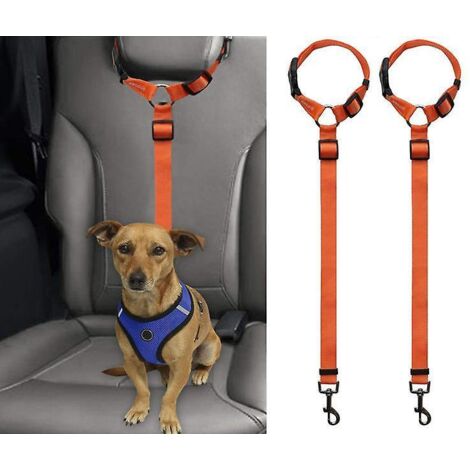 Lot De 2 Harnais Pour Chien De Voiture (orange), Appuie-tte De Voiture, Harnais De Scurit Rglable, Ceinture De Scurit De Voiture Pour Chiens Et C (1/5)