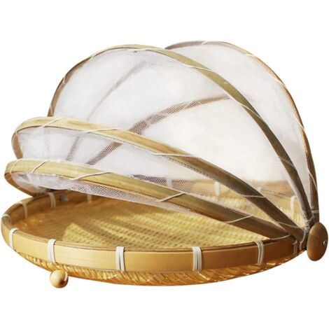panier De Tente De Service De Nourriture En Bambou Avec Filet De Gaze Panier De Couverture De Pique-nique Tiss La Main Portable Anti-insectes Ant (1/5)
