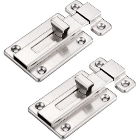 serrure Pne En 2 Pices, 3", Loquet Coulissant En Acier Inoxydable, Petit Loquet Coulissant Avec Vis, Pour Porte Intrieure D'armoire Porte De Cab (1/5)