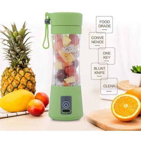 1 Vert Presse-agrumes Portable, Mlangeur Lectrique Usb, Mini-mlangeur Portable Pour Shakes Et Smoothies, Mlangeur De Jus 380 Ml Avec Six Lames Ida (1/5)