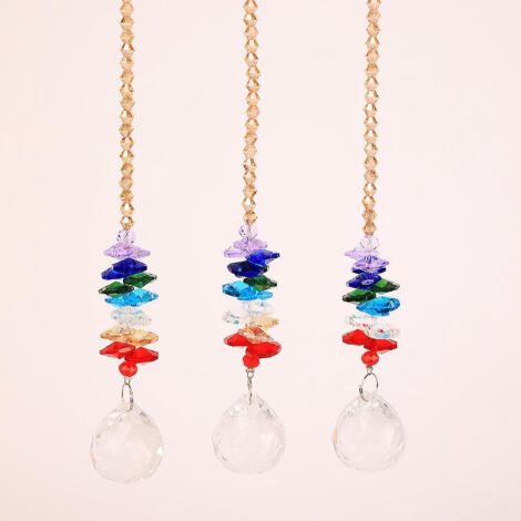 arc En Ciel Cristal Suncatcher Ornement Suspendu Octogon Pendentif Chakra Pour Dcoration De Jardin, Lot De 3 (1/5)