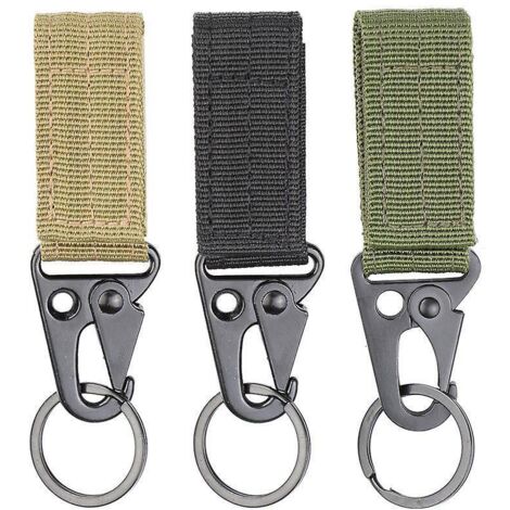 clip De Sangle Tactique 3pcs - Clip De Porte-cls Un Crochet Et Une Boucle Pour Le Ruban De Porte-cls De Randonne De Camping (noir, Kaki, Vert Mili (1/5)