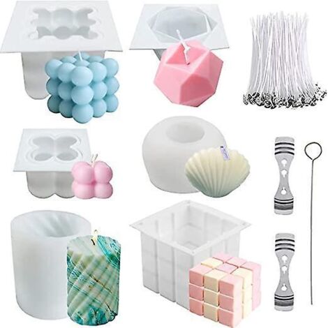 lot De 6 Moules  Bougies En Silicone 3d Diy - Bougie Fabrication Moule - Moules En Silicone Pour Dcorer La Maison, Les Bougies Parfumes, Le Savon (1/5)
