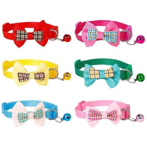 6 Colliers Pour Chat Avec Cloches Et Nuds Pour Colliers Pour Animaux De Compagnie Rglables Dgagement Rapide, Colliers Pour Chats, Chatons, Petits (1/5)