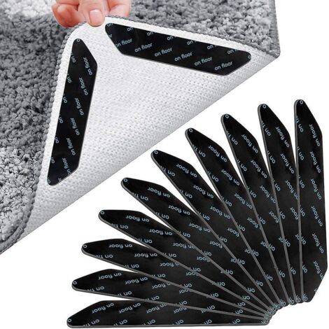 lot De 10 Bandes Antidrapantes Pour Tapis (trapzodales 130 X 25 X 2 Mm), Pinces D'angle De Tapis Rutilisables, Coussinets De Tapis Solides Pour So (1/5)
