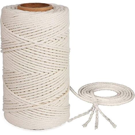 corde En Coton De 1 Mm (blanc Cass), Fil De Coton Fin Tiss La Main De 100 Mtres, Utilis Pour L'art, Le Bricolage, Les Dcorations Faites La Main (1/5)