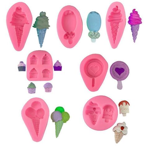7 Pcs Moulle Silicone Fondant Dcoration, 3d En Forme De Boule De Crme Glace En Silicone Moule  Ptisserie Moule  Bougies Pour Gteau Dessert Dcor Di (1/5)