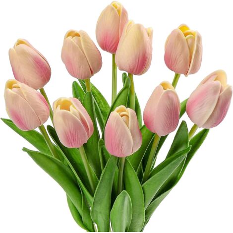 10 Pices Tulipes Artificielles Fausses Fleurs Ralistes (rose), Real Touch Fausses Fleurs Tulipes Artificielles En Latex Dcoratif Pour La Dcoration (1/5)