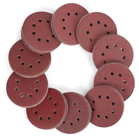 disques De Ponage 100 Pices, Disques Abrasifs De 125mm Avec 8 Trous, Grain 180 Pour Polissage, Drouillage, Finition (1/5)