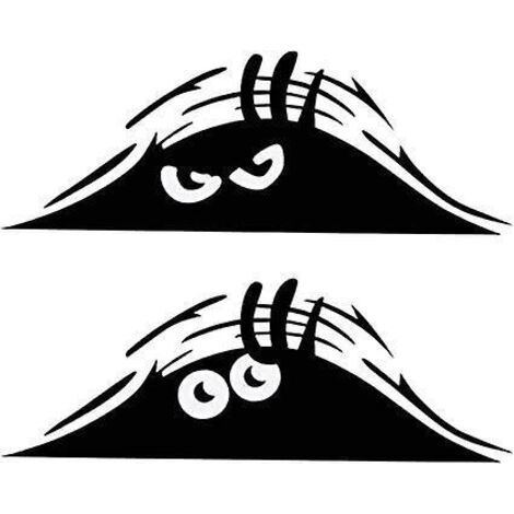 2 Pices Peeking Monster Effrayant Yeux Autocollant De Voiture Peeking Elf Decal Impermable Sourire Et Angry Noir Autocollants De Voiture Pour Pare (1/5)