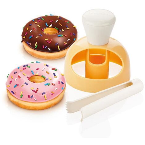 2pcs Moule Beignets Donuts Avec Pince Pour Trempage 8 Cm Blanc/jaune (1/5)
