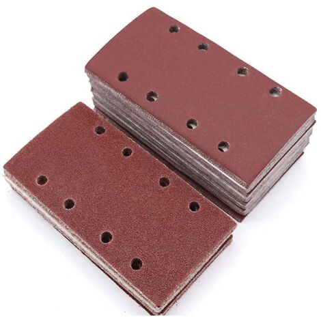 36x Papier De Verre - Abrasif Ponceuse Vibrante - Feuilles Abrasives Collantes Avec Crochet Et Scratch - Grain P 40/60/80/100-93 X 185 Mm (1/5)