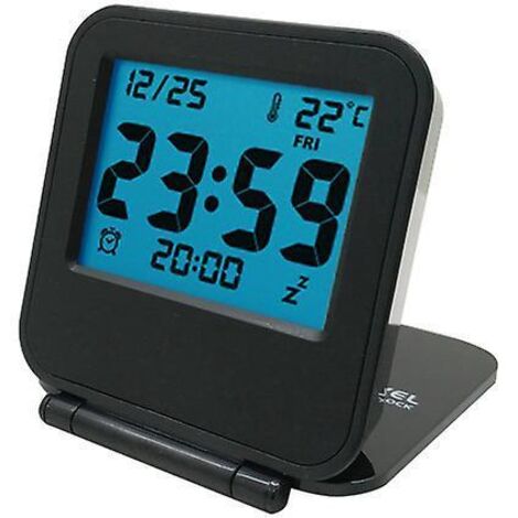 1 Noir Mini Rveil Numrique Pliable Multifonctionnel Horloge Led Rveil Matin Portable Avec Calendrier Temprature Date Semaine Pile Pas Inclus (1/5)