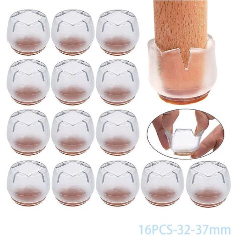 16 Pices Chaise Casquettes 32-37mm Patins Pour Meubles Rond Carr Silicone Protection Plaquettes De Pieds De Meubles Chaise Jambe Caches Housse De (1/5)
