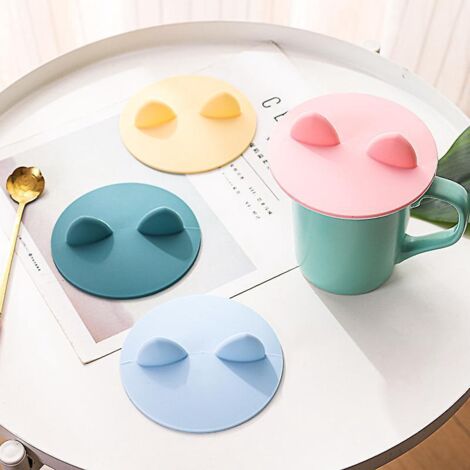 4pcs Couvre-gobelet En Silicone Couvercle De Tasse De Dessin Anim Couvercle De Gobelet En Silicone Anti-poussire Rutilisable Silicone Joint Couver (1/5)