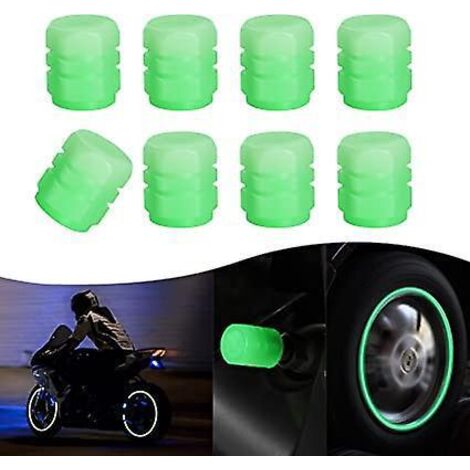 bouchon De Valve De Pneu Fluorescent(vert), 8pcs Lumineux Valve De Pneu Anti-poussire Universel, Couvercle De Tige De Valve Lumineux Accessoires D (1/5)