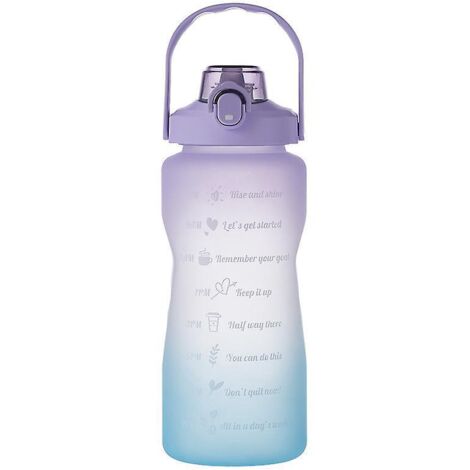 2l Gourde Sport, Bouteille D'eau Avec Paille Et Marqueur De Temps De Motivation, Bouteille Avec Poigne Pour Fitness, Gym, Randonne,voyage, Bureau (1/5)