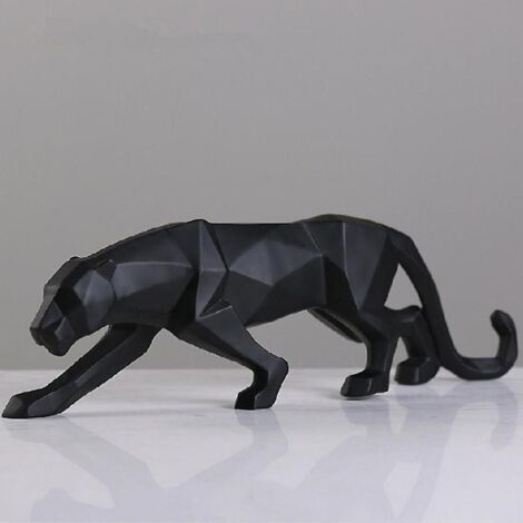 panthre Sculpture Moderne Lopard Statue Gomtrique Animaux Rsine Ornements Decoration Salon Pour Maison Chambre Bibliothque 25x4.5x8cm (1/5)