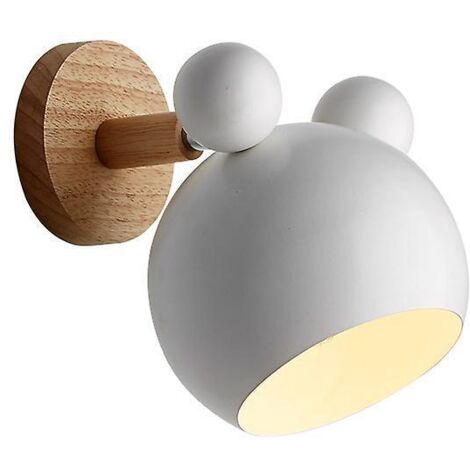 lampe Murale Crative En Bois De Dessin Anim Blanc 1 Pice Lampe Murale Led Macaron Scandinave Lampe De Chevet Pour Enfants Pour Couloir, Salon, Caf (1/5)