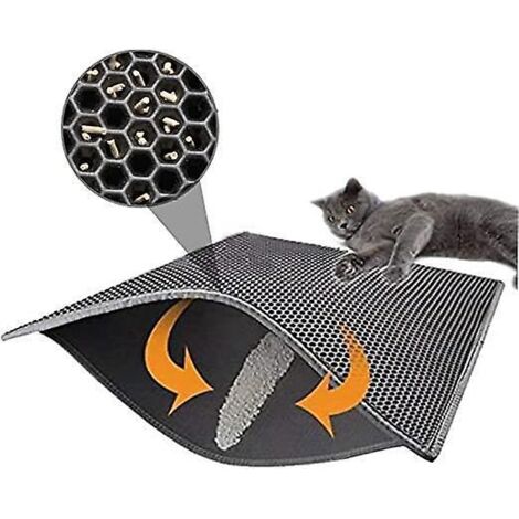tapis De Litire Pour Chat, Pliable Double Couche Nid D'abeille Tanche Chat Mangeoire Tapis De Protection De Sol Et Tapis Facile Nettoyer (4050cm (1/5)