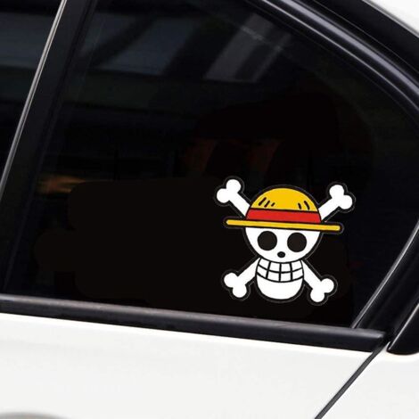 2 Autocollants De Voiture Anime One Piece - Chapeau De Paille Luffy Skull - 11 X 10cm (1/5)