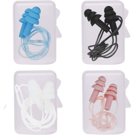 bouchons D'oreille En Silicone Protection Auditive - 4 Paires De Bouchons D'oreille Filaires Avec Ficelle Bouchons D'oreille Antibruit Tanches Pou (1/5)