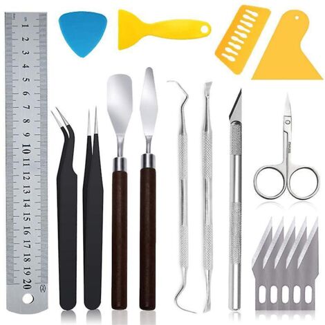 lot De 18 Outils De Bricolage En Vinyle, Outils De Ponage En Acier Inoxydable Cameos, Inscriptions (1/5)