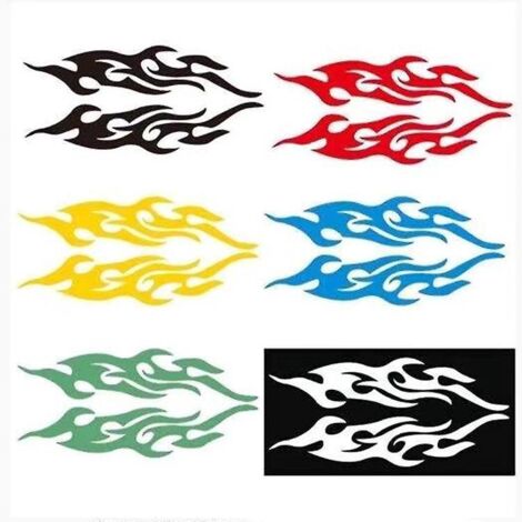 6pcs   Autocollant Flammes, 19cm Autocollants Voiture 1 Autocollants Moto Autocollants Casque (1/5)