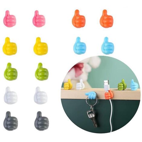 14 Pices Crochet Adhesif Mural, Crochets Adhesifs Accroche Torchon Crochet Auto-adhesif Patere Murale Crochet De Pouce Multifonctionnel Pour Cuisi (1/5)