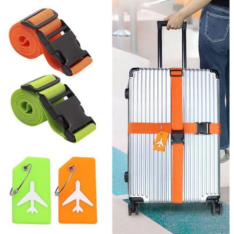 2pcs Ceinture Valise Voyage Avec 2 Tiquette Sangle De Bagage,sangle Pour Bagage Avec Serrure,de Bagage Sangle Boucle Rapide Pour Fixation Bagage (1/3)
