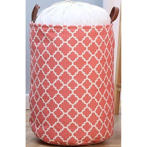 grand Panier Linge Avec Poigne En Cuir Durable, Corbeille A Linge Rond Cordon De Serrage, Panier Linge Pliable, Panier De Rangement Des Vtement (1/5)
