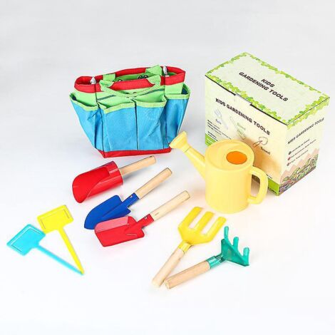 outils De Jardinage Pour Enfants, 9pcs Ensemble D'outils De Jardin Avec Arrosoir, Gants, Rteau, Pelle, Accessoires De Jardin Jouets Cadeau Pour Bb (1/5)