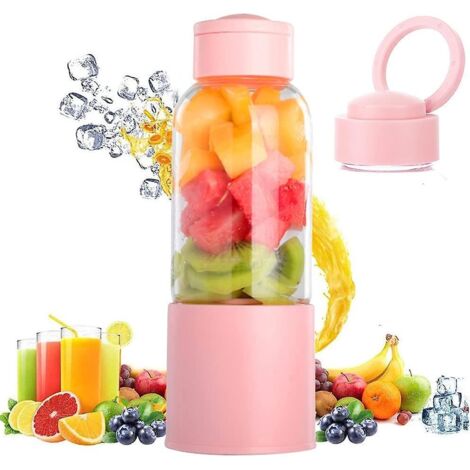 blender Portable (rose), Juicer Cup Avec 450ml 6 Lames Sans Bpa Pour Sport Et Voyage, Mixeur Blender Mini Pour Smoothie Et Milk-shake, Nol Cadeau (1/5)