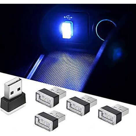 5 Pices Lumires D'ambiance Led De Voiture Bleue, Lumires Enfichables 5v Mini Kit D'clairage Ambiant Intrieur Pour Voitures, Ordinateurs Portables (1/5)