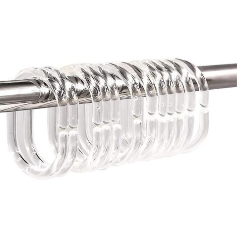 24pcs Anneaux De Rideau De Douche En Plastique En Forme De C Crochets De Rideau Pour Rideau De Porte, Rideau De Fentre (1/5)