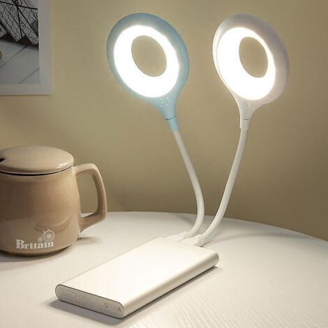 2 Pcs Lampe De Lecture Led Lampes Clips Lampe De Bureau Pour Enfant Avec Cou Flexible Usb Rechargeable Ereaders Tudier Le Travail Blanc Rose Base (1/5)