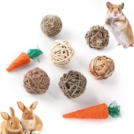 lot De 6 Balles De Jeu Pour Petits Animaux, Boules D'herbe Mcher Et Jouets Mcher Roulants Pour Amliorer La Sant Dentaire Des Animaux De Compagni (1/5)