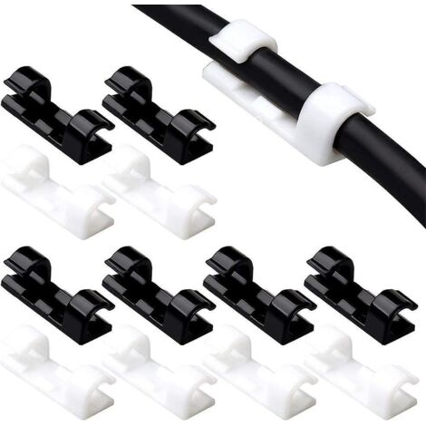 40 Pcs Clips Cbles Adhsives, Clips Attache Cbles Autocollant Pour Rangement Fils Electriques Pour Tv/chargeur/voiture/bureau (1/5)