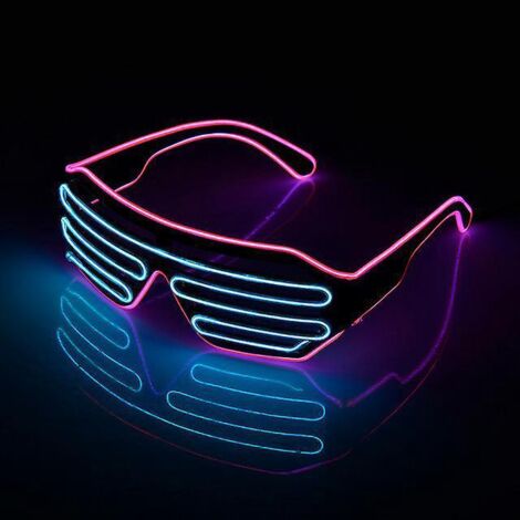 neon Rave Lunettes (rose + Bleu) Wire Clignotant Led Lunettes De Soleil Light Up Dj Costumes Pour La Fte, 80s, Edm, Halloween (1/4)