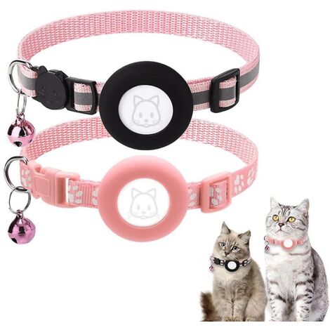2pcs Collier Chat-rose Collier Pour Chat Airtag Support Airtag Tanche Boucle De Scurit,collier Chat Anti Tranglement,collier Chat Personnalis (1/5)