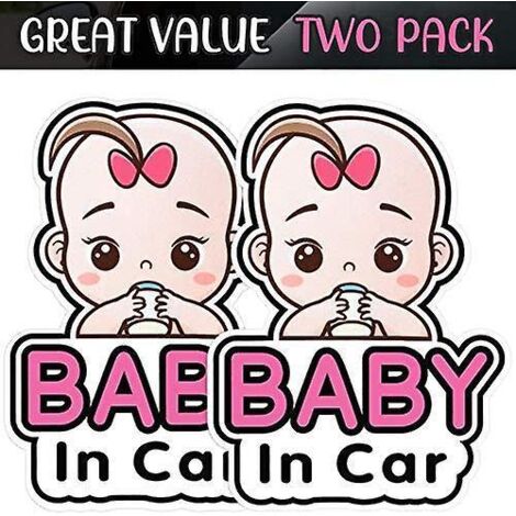 2 Autocollants Signes Baby In Car Pour Filles, Autocollant De Voiture De Bb Sticker Amovible De Scurit Tableau Dannonce, Autocollant De Voiture De (1/5)