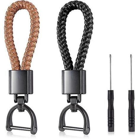 2 Pice Porte-cls Voiture Homme Femme, Porte Clef Cuir Tresse Avec Anneau Alliage De Zinc Et Tournevis Pour Voiture Maison Bureau Cls (1/5)