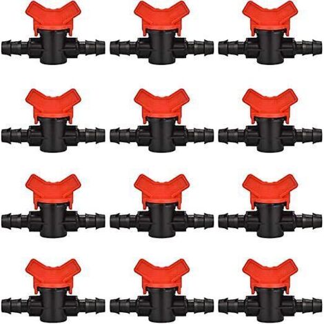 12 Pcs Robinet De Jardin Pour Tuyau, Tuyau Vanne D'irrigation 16 16mm Robinet D'arrt Raccord En Plastique Pour Le Contrle Extrieur De La Vanne D (1/5)