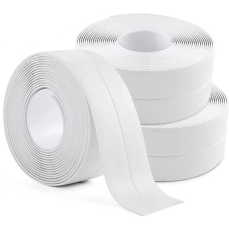 3 Rouleaux  (blanche) Bande D'tanchit Impermable,joint Salle De Bain,pvc Ruban De Calfeutrage Autocollant Pour Cuisine,toilettes Wc,baignoire (1/4)