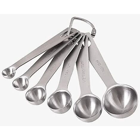 6 Cuillres Mesurer, Ensemble D'outils De Mesure De Cuisine En Mtal En Acier Inoxydable Pour Ingrdients Secs Et Liquides (1/5)